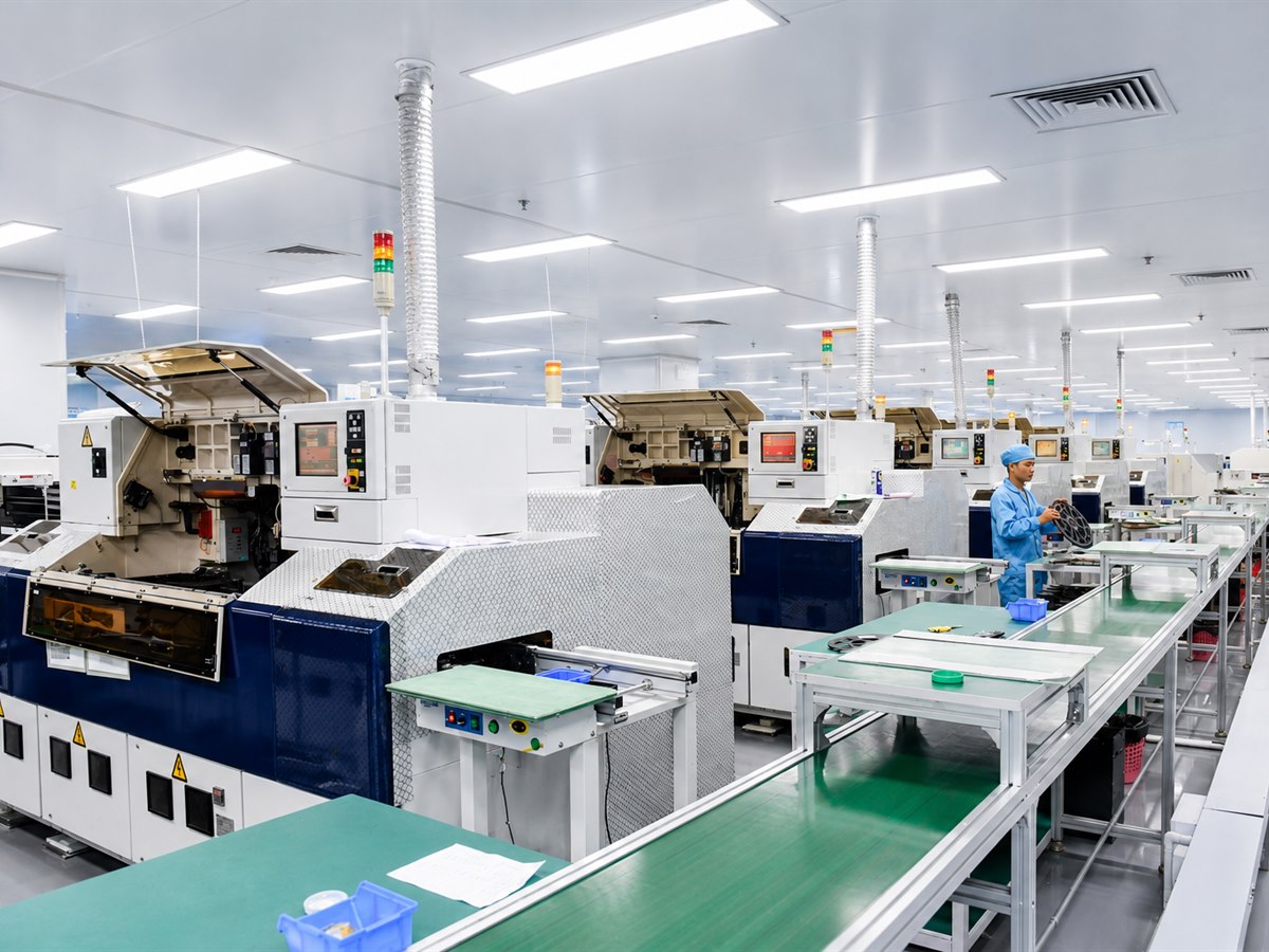LED lighting manufacturing floor for production and quality control review