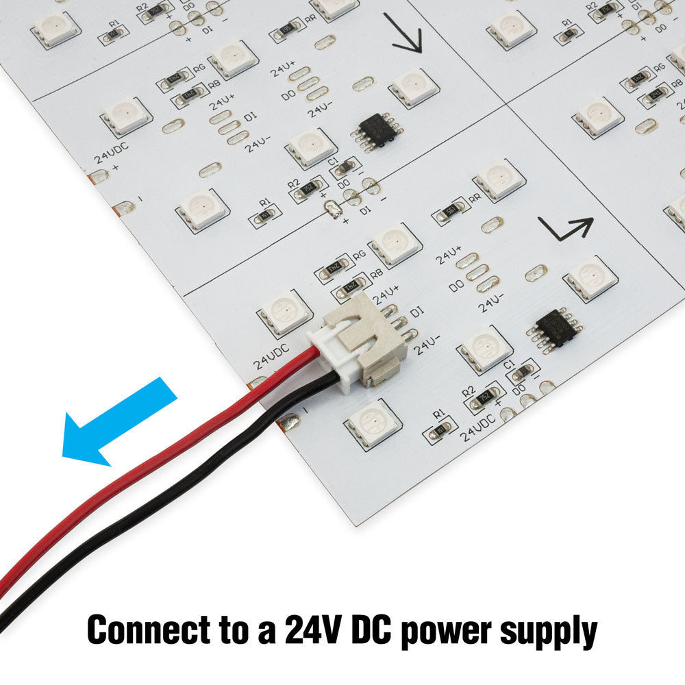 24V power connection on a flexible LED light sheet