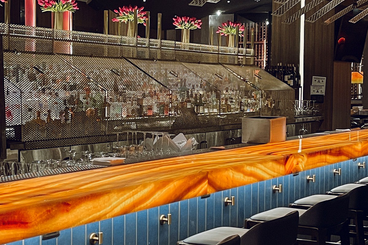 LED light sheet backlighting for luxury stone bar and premium surfaces